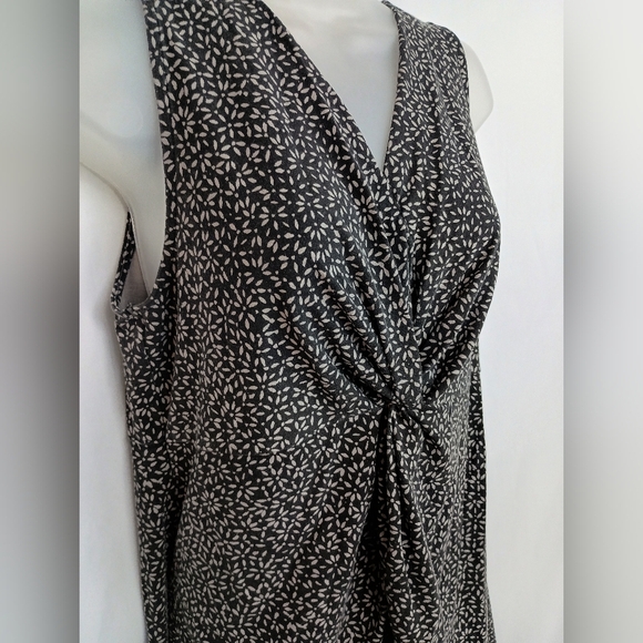 Eddie Bauer Black and White Ruched Tie Front Sheath Summer Dress (#798) - Picture 5 of 8